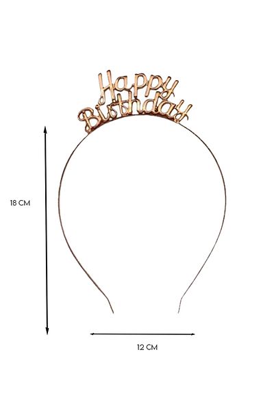 Parti dolabı 1 τεμ Rose Gold Happy Birthday Written Metal Party Crown Γενέθλια Πολύχρωμη κορώνα πάρτι 18 εκ.