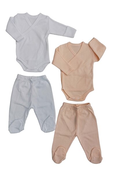 bebedino Set of 2 Long Sleeved Gloves, Double Breasted Bodysuit and Booties B...