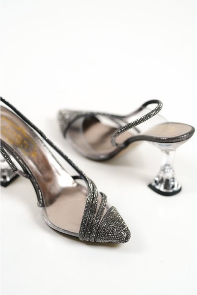 YADE MODA Open Back Women's Stone Evening Dress Shoes