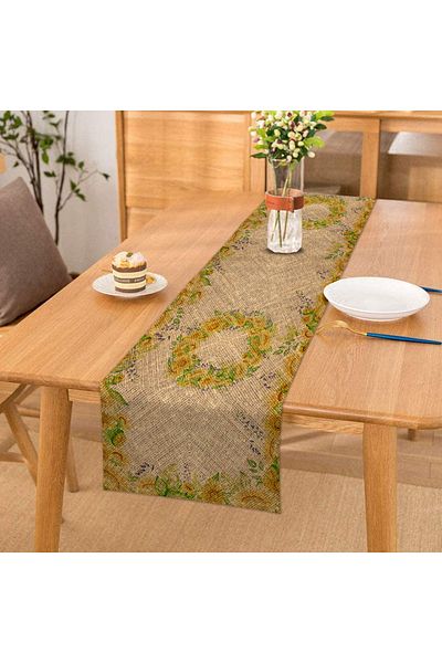 DEKOMOD 40x140cm Woven Stain Resistant Printed Premium Thai Feather Fabric Tablecloth Decorative Runner Washable