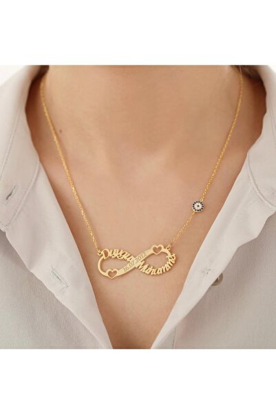 1H2M Hediyelik Sonsuzluk Isimli Kolye Gümüş Göz Boncuklu