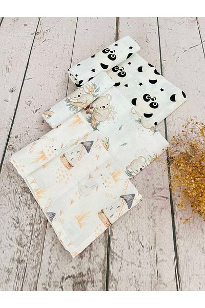 JUNİPERUS 3 Pieces Multi-Purpose Muslin Cloth Cover Blanket 100% Cotton Oeko-Teks Certified 80X80 cm