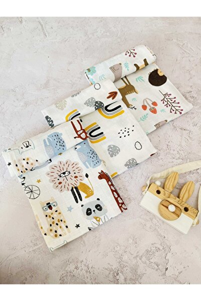 JUNİPERUS 3 Adet Çok Amaçlı Müslin Bezi Örtü Battaniye %100 Pamuk Oeko-teks S...