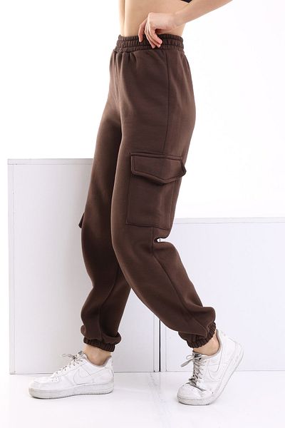 Winmoda34 Γυναικείο Jogger Thick 3 Thread Sweatpants Cargo με πλαϊνές τσέπες