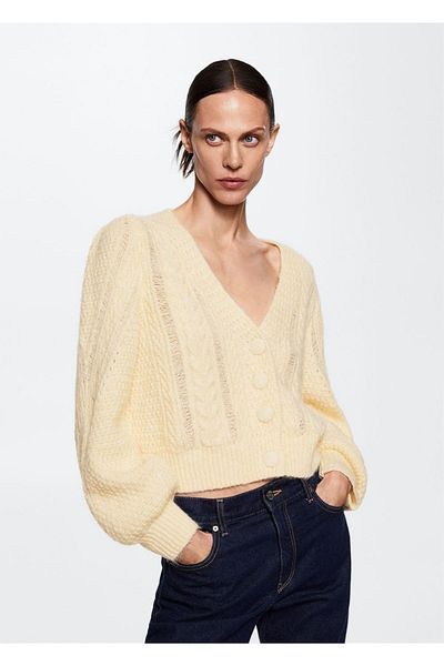 MANGO Woman Knitwear Cardigan - Buttoned Design