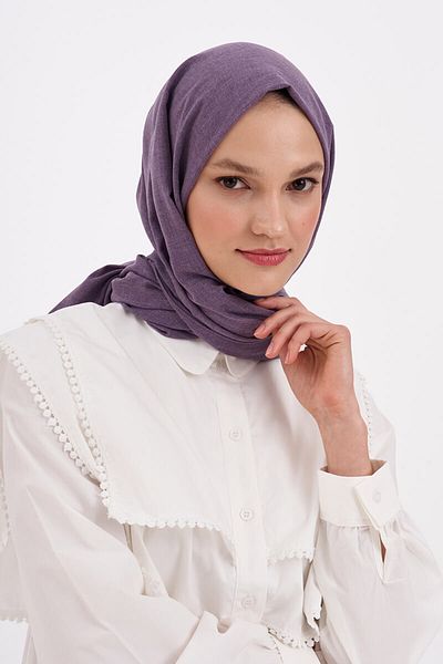 Madame Polo Βαμβακερό σάλι Stonewashed - Λιλά