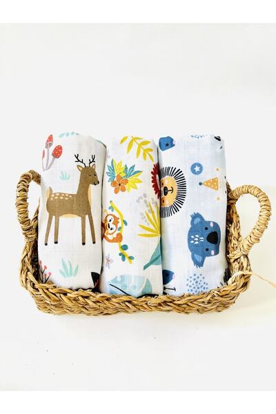JUNİPERUS 3 Pieces 110x110 Multi-Purpose Muslin Cloth Cover Blanket