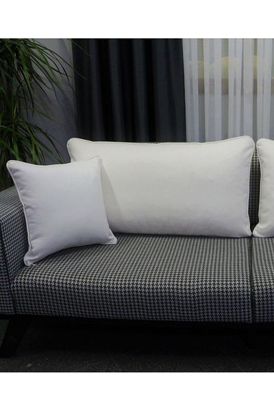 AYPETEKS Pernă pentru spătar canapea model din in alb - Husă de pernă pentru canapea/divan