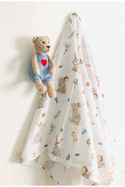 JUNİPERUS Rabbit Çok Amaçlı Müslin Örtü Battaniye