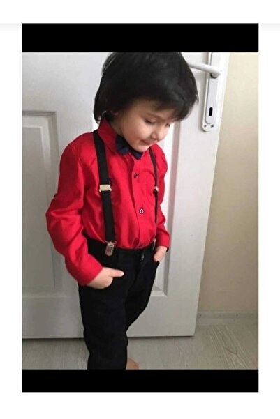 BLUEMOOR Erkek Çocuk 23 Nisan Pantolon Gömlek Askı Papyon