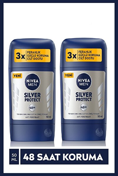 NIVEA Erkek 48 Saatlik Terlemeya Karşi Silver Protect Stick 50 Ml X 2 Adet