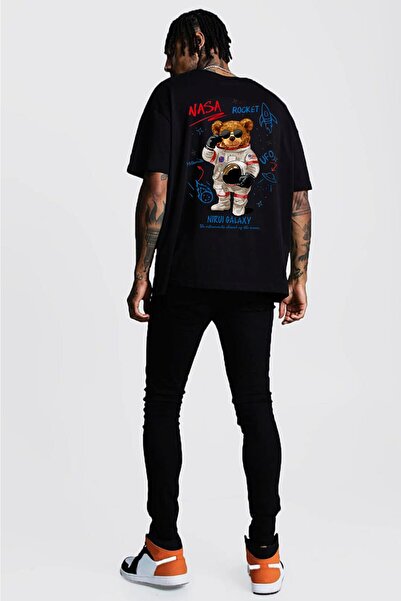 Relax family xf تي شيرت رجالي كبير الحجم فضفاض باللون الأبيض والأسود مطبوع من...