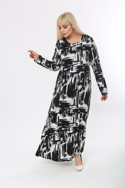 Mami Μακρύ μανίκι (Κατάλληλο σε μαντίλα) Μακρύ χτενισμένο βισκόζη φόρεμα