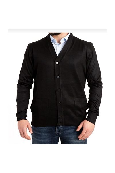 Fresh&Moda Ανδρικό Μαύρο Λεπτό Μάλλινο ΠλεκτόΠλεκ