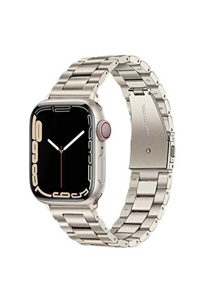 Strap U Apple Watch 2/3/4/5/6/7/8/9/se 38mm 40mm 41mm Uyumlu 3 Kademeli Ayarlanabilir Metal Katlamalı Kordon