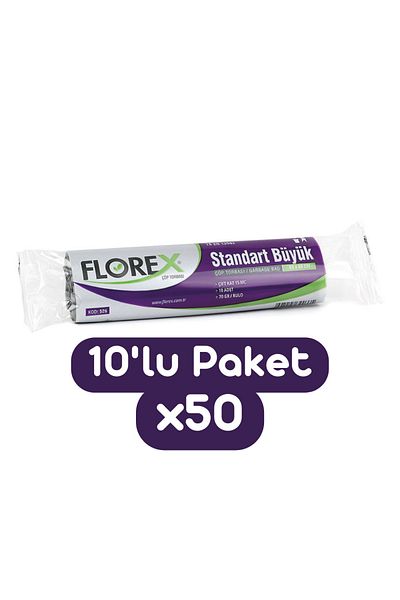Florex Standard Large Size Garbage Bag 65x80 cm 10 Rolls Black 50 Rolls (500 Pieces 1 Box)