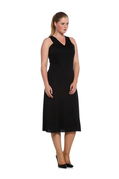 Nidya Moda Women's Navy Blue Knitted Evening Dress 4064l