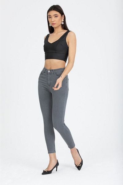 eGs Talia Grey Skinny Jeans που δεν ξεθωριάζουν Παντελόνι τζιν με στενό πόδι