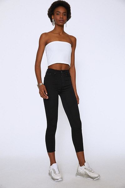 eGs Adrianita Black High Waist Slim Skinny Skinny Leg Colorfast Jeans Trousers
