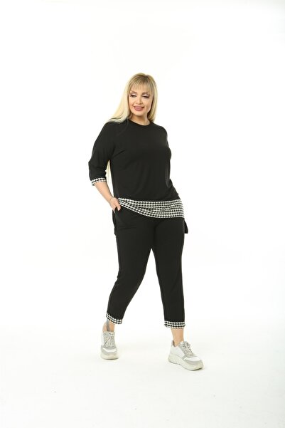 Mami Памучен двоен комплект Капри с голям размер Летен комплект анцуг