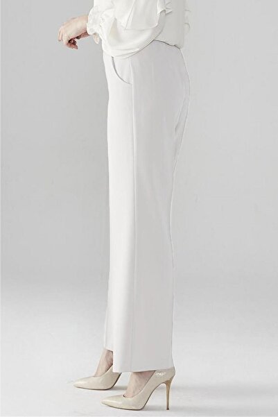 Aşkı Endam Παντελόνι φαρδύ πόδι Miyase En Length Lycra - Εκρού