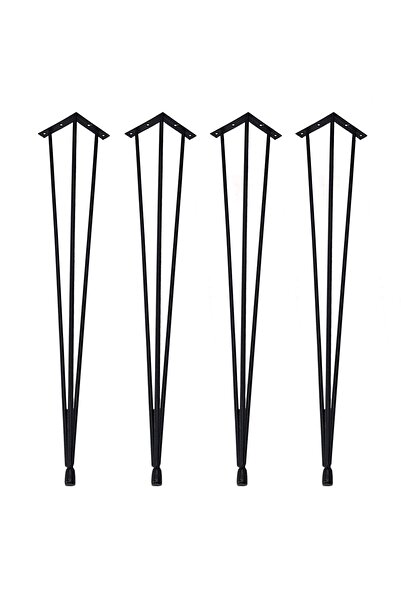 Grande Home Izmir 4 Lü Metal Firkete Ahşap Kütük Sehpa Ve Masa Ayağı 48 Cm