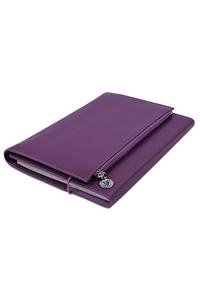 Victoria's Journals Zipco Clutch Soft Protective Elastic Zippered Pocket Striped Block Notepad 14x20 Cm Purple