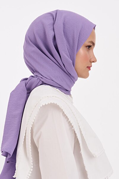 Madame Polo Luxury Pamuk Kraş Şal - Lila