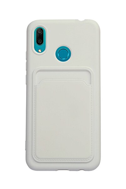 Molly Technology Huawei Y7 2019 Için Beyaz Kart Cepli Silikon Kılıf