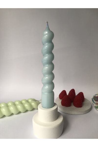 Elif Design Uçuk Mavi Burgu Mum Parlak Tombik Mum