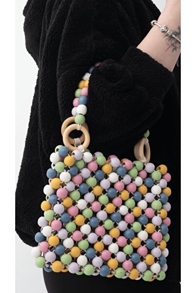 Final Düğme Pastel Renkli Boncuk El Çanta