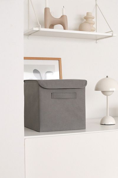 REKHOME Gray Covered Laundry Toy Organizer Folding Storage Box 28x28x28
