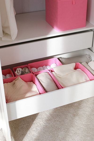 REKHOME Roz Camera Copiilor Dulap Sertar Organizator Lenjerie Intima Organizator Cutie Depozitare Pliabila