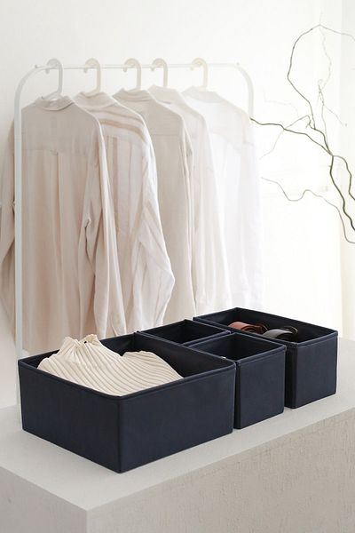 REKHOME 4-Piece Dark Blue Children's Room Closet Drawer Underwear Organizer Storage Box Organizer