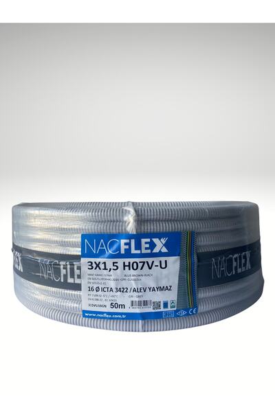 NACFLEX 3x1,5 H07v-u (nya) + W/16ø Spiral Borulu Kablo (50m)