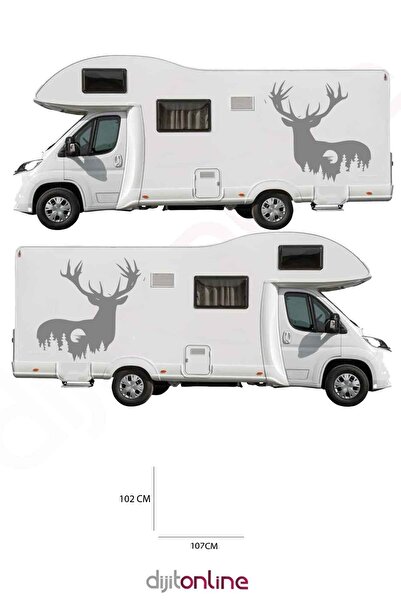 Dijitonline قطعتين من ملصقات غزال القافلة - ملصق الغابة والقمر - 107x102 سم