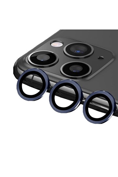 BİNANO Metal Ring iPhone 14 Pro/14 Pro Max Navy Blue Camera Protector