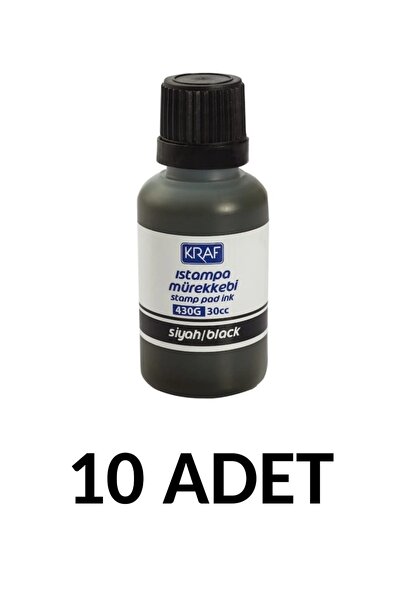 KRAF 10 Adet Istampa Mürekkebi 30 Cc Kaşe Mürekkebi Siyah