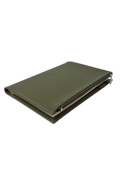 Victoria's Journals Zipco Soft Protective Zippered Pocket Striped Block Notepad 14x20 Cm Green
