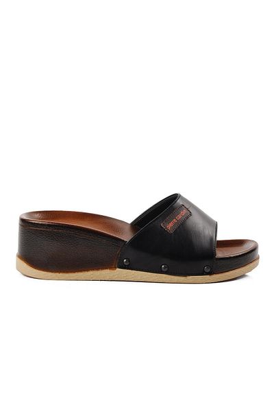 Pierre Cardin PC-7030 Black Wedge Heel Women's Slippers