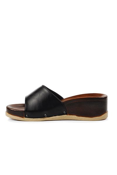 Pierre Cardin PC-7030 Black Wedge Heel Women's Slippers