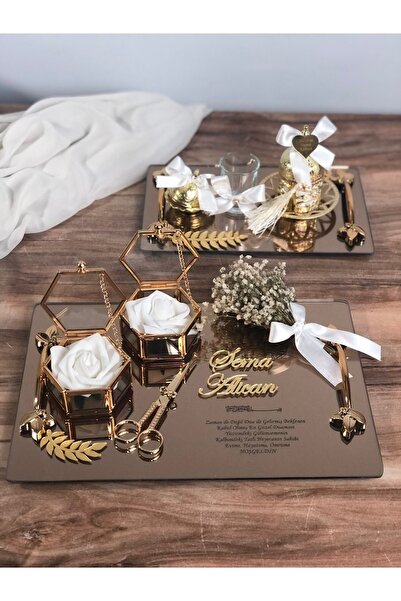 Masalsı Concept Süslü Söz Nişan Tepsisi Özel Gün Yüzük Yükselticiler Makas Da...