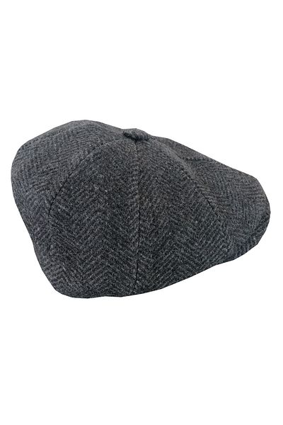 intermodaclub Herringbone Patterned Eight-Piece Flowy Men's Cap 1014 Smoked