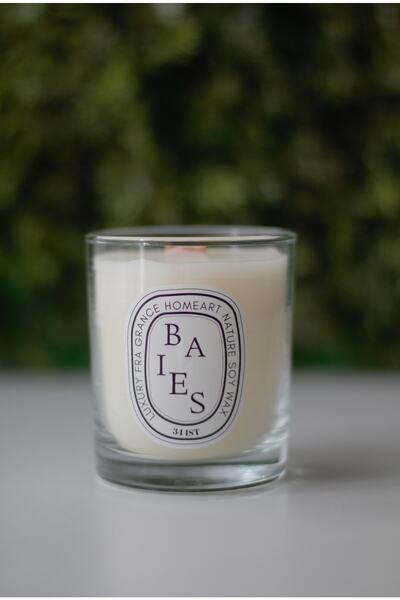 homeartplus Baies (meyve) Kokulu Ahsap Fitil Bardak Mum Soya Wax