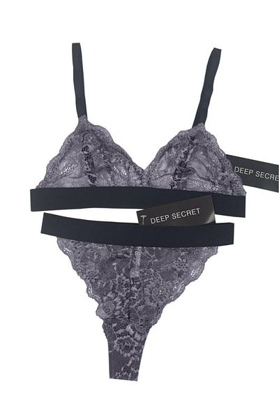 DEEP SECRET Γκρι Full Lace Bralet Σετ Ds20095brt