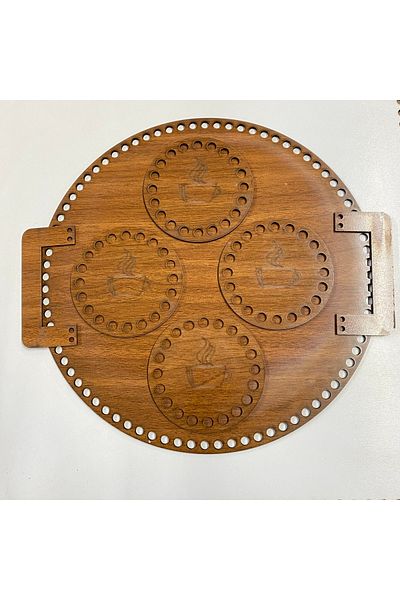aladepo Wooden Circle Tea Set (walnut)