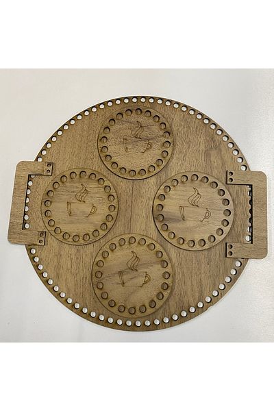 aladepo Wooden Circle Tea Set (LIGHT OAK)