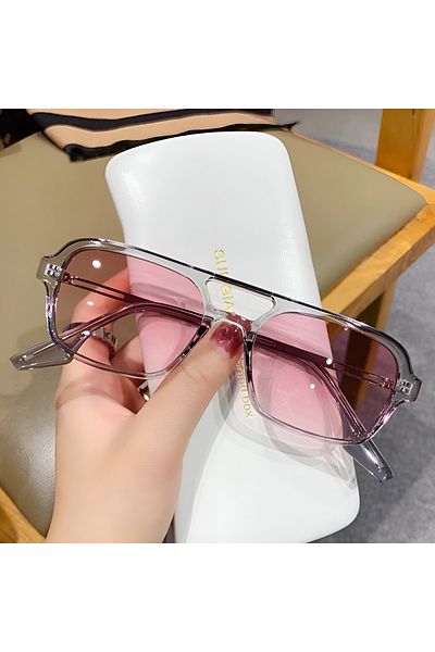 LOOKUP NEW Unisex Women Men Uv400 Protected Pink Gray Square Rectangle Image Style New Season Sunglasses