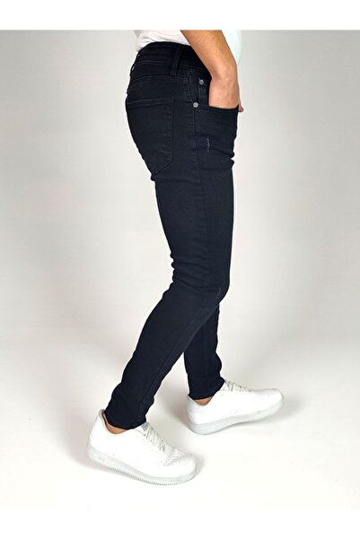 Jeanblack Чорні чоловічі джинси Скінні Фит Джинс Лікра З вузькими носками