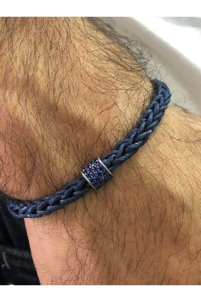 Moda Kulesi Kopya Gümüş Erkek Bileklik Deri Ip Örme Bileklik